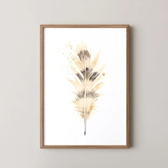 Image of a feather watercolor painting by Shayna Larsen, originals & prints available