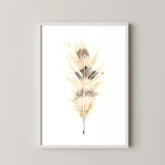 Image of a feather watercolor painting by Shayna Larsen, originals & prints available