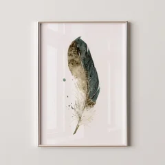 Image of a feather watercolor painting by Shayna Larsen, originals & prints available