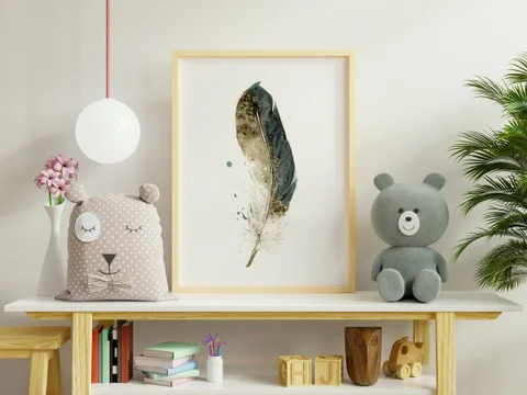 Image of a feather watercolor painting by Shayna Larsen, originals & prints available