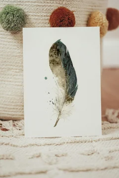 Image of a feather watercolor painting by Shayna Larsen, originals & prints available