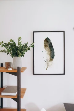 Image of a feather watercolor painting by Shayna Larsen, originals & prints available