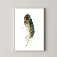 Image of a feather watercolor painting by Shayna Larsen, originals & prints available