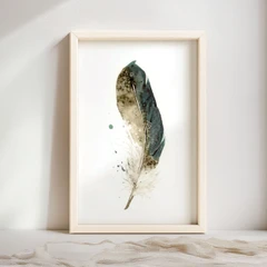 Image of a feather watercolor painting by Shayna Larsen, originals & prints available