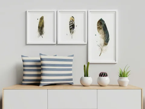 Image of a feather watercolor painting by Shayna Larsen, originals & prints available