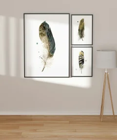 Image of a feather watercolor painting by Shayna Larsen, originals & prints available