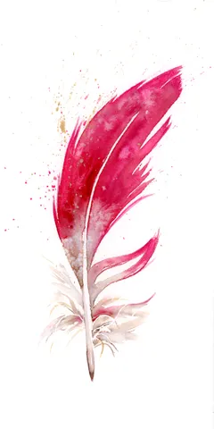 Image of a feather watercolor painting by Shayna Larsen, originals & prints available