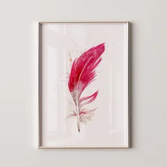 Image of a feather watercolor painting by Shayna Larsen, originals & prints available