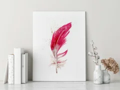Image of a feather watercolor painting by Shayna Larsen, originals & prints available