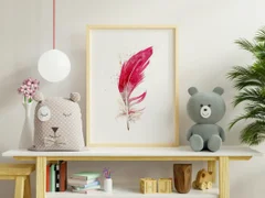 Image of a feather watercolor painting by Shayna Larsen, originals & prints available