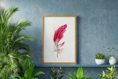 Image of a feather watercolor painting by Shayna Larsen, originals & prints available