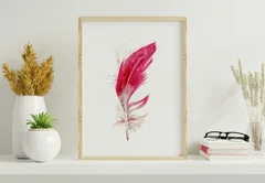 Image of a feather watercolor painting by Shayna Larsen, originals & prints available