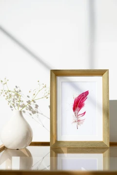 Image of a feather watercolor painting by Shayna Larsen, originals & prints available