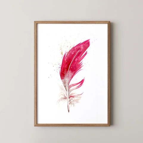 Image of a feather watercolor painting by Shayna Larsen, originals & prints available