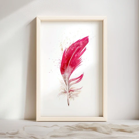 Image of a feather watercolor painting by Shayna Larsen, originals & prints available