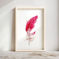 Image of a feather watercolor painting by Shayna Larsen, originals & prints available