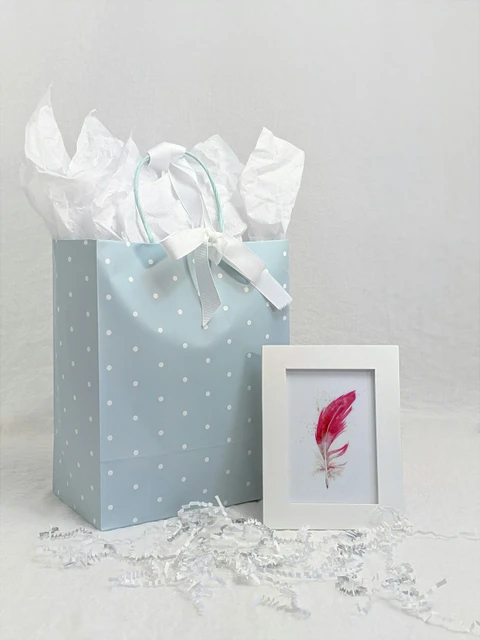 Image of a feather watercolor painting by Shayna Larsen, originals & prints available