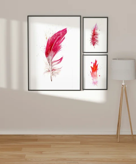 Image of a feather watercolor painting by Shayna Larsen, originals & prints available