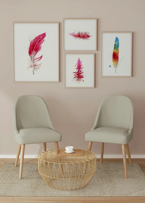 Image of a feather watercolor painting by Shayna Larsen, originals & prints available