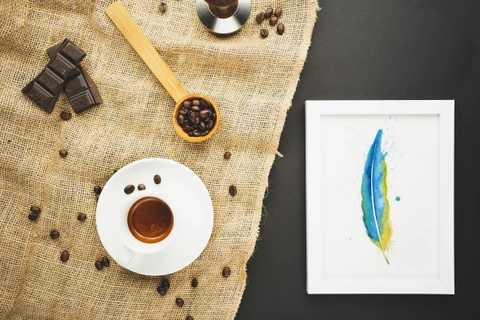 Image of a feather watercolor painting by Shayna Larsen, originals & prints available