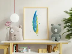 Image of a feather watercolor painting by Shayna Larsen, originals & prints available