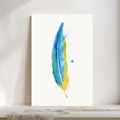 Image of a feather watercolor painting by Shayna Larsen, originals & prints available