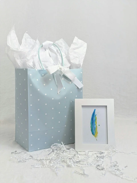 Image of a feather watercolor painting by Shayna Larsen, originals & prints available