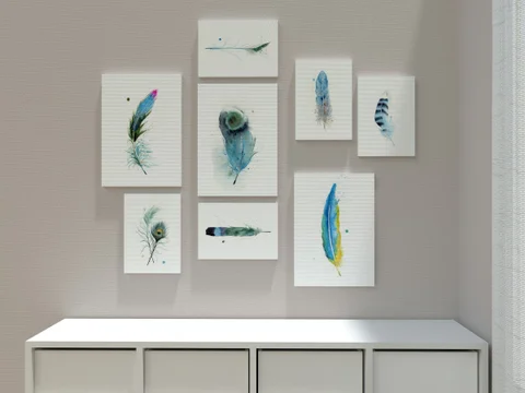 Image of a feather watercolor painting by Shayna Larsen, originals & prints available