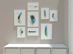 Image of a feather watercolor painting by Shayna Larsen, originals & prints available