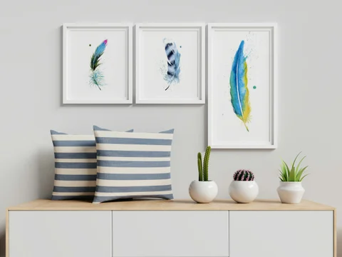 Image of a feather watercolor painting by Shayna Larsen, originals & prints available