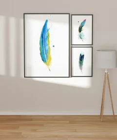 Image of a feather watercolor painting by Shayna Larsen, originals & prints available