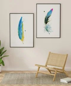 Image of a feather watercolor painting by Shayna Larsen, originals & prints available