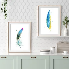 Image of a feather watercolor painting by Shayna Larsen, originals & prints available