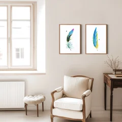 Image of a feather watercolor painting by Shayna Larsen, originals & prints available