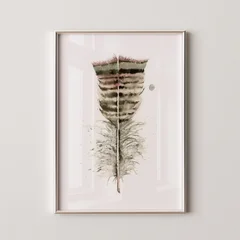 Image of a feather watercolor painting by Shayna Larsen, originals & prints available