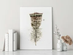 Image of a feather watercolor painting by Shayna Larsen, originals & prints available