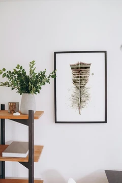 Image of a feather watercolor painting by Shayna Larsen, originals & prints available