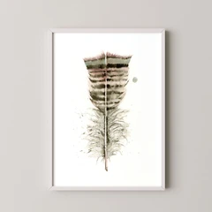Image of a feather watercolor painting by Shayna Larsen, originals & prints available