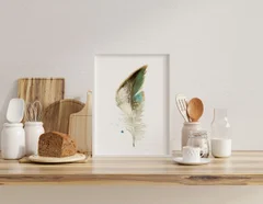 Image of a feather watercolor painting by Shayna Larsen, originals & prints available