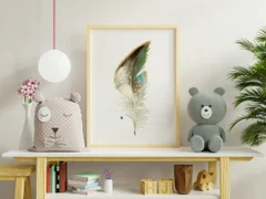 Image of a feather watercolor painting by Shayna Larsen, originals & prints available