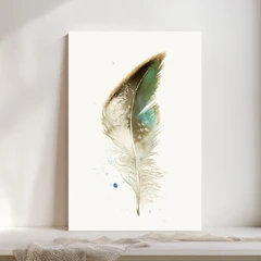 Image of a feather watercolor painting by Shayna Larsen, originals & prints available