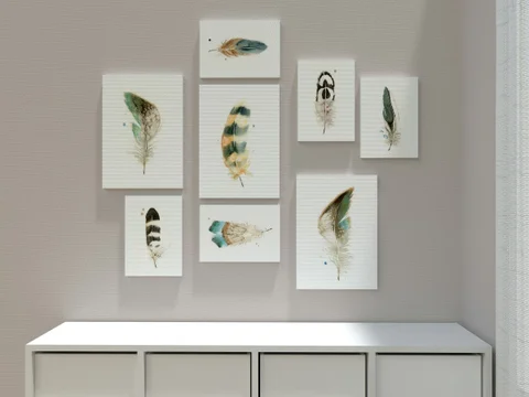 Image of a feather watercolor painting by Shayna Larsen, originals & prints available