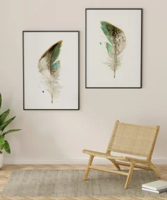 Image of a feather watercolor painting by Shayna Larsen, originals & prints available