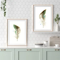 Image of a feather watercolor painting by Shayna Larsen, originals & prints available