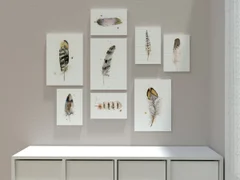 Image of a feather watercolor painting by Shayna Larsen, originals & prints available