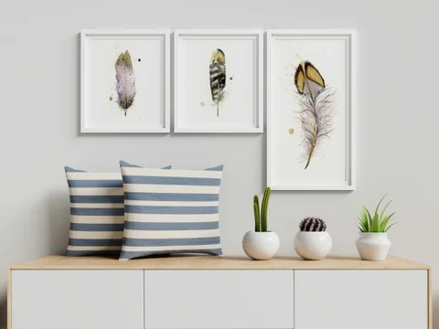 Image of a feather watercolor painting by Shayna Larsen, originals & prints available