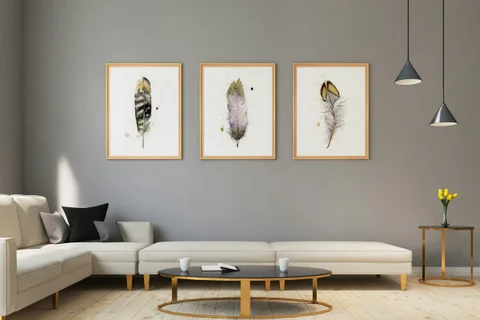 Image of a feather watercolor painting by Shayna Larsen, originals & prints available