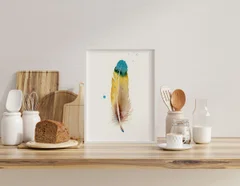 Image of a feather watercolor painting by Shayna Larsen, originals & prints available