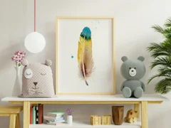 Image of a feather watercolor painting by Shayna Larsen, originals & prints available