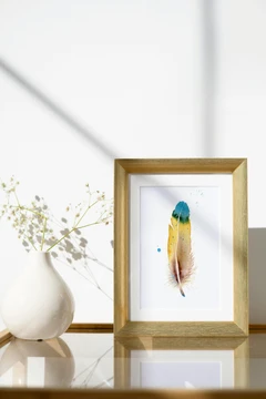 Image of a feather watercolor painting by Shayna Larsen, originals & prints available